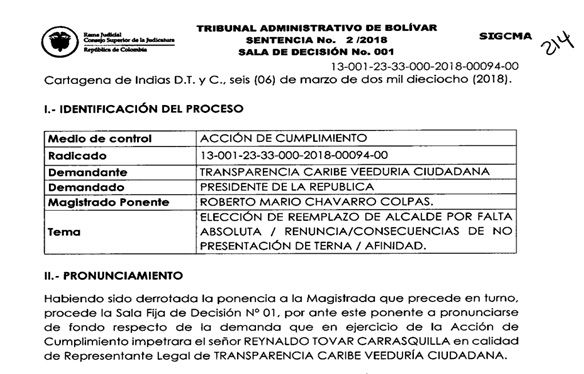 NOMBRAR ALCALDE DE PRIMERO LA GENTE UN FALLO INOCUO DEL TRIBUNAL 